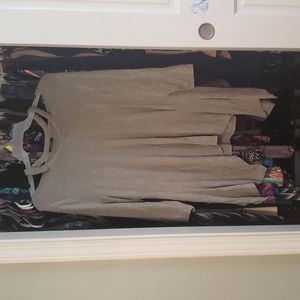 Gray Shoulder Cutout 3/4 Sleeves Shirt